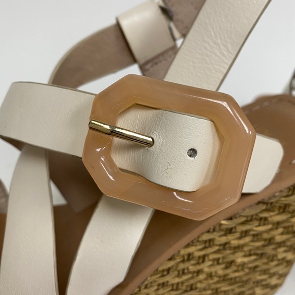 Louise et Cie Palina Platform Wedge Sandal White Rattan Size 8 - Picture 8 of 12